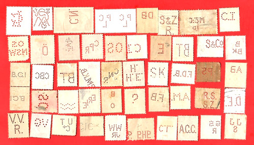 Worldwide perfin stamps used - stamps,