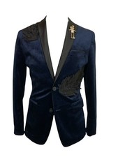 INC Navy Velvet Satin Slim Fit