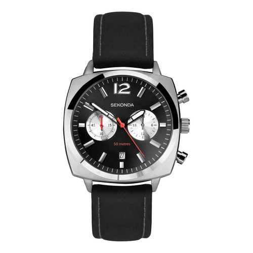 Sekonda gents black - black, leather