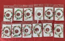 Job Lot of 12 Handmade Bead Charm Elastic Bracelets.  End Of Term Gift New -A