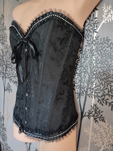 Ladies black ruffled diamante - ladies,