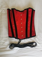 Lulu & Lush 28in Red & Black Satin Overbust Tightlacing Corset Fairy Gothmother