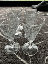 Vintage Waterford Crystal Set 6 Liqueur or Sherry Glasses, Dunmor Pattern. 