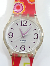 A Lovely 2007 Swatch "Jelly in Jelly" Watch SUJK130 FLOATING FLOWERS New Battery