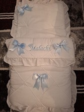 personalised footmuff  cosytoes **NEW** WHITE/BLUE