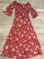 Red Cotton Floral bohemian Long dress S, M, L