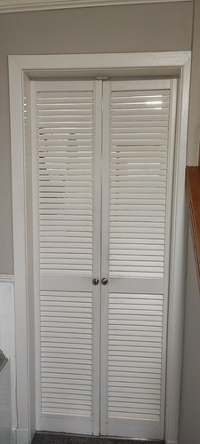 Pair white painted louvre - painted,