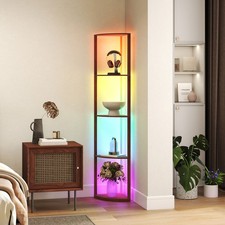 Modern Floor Lamp with 5-Tier Shelves and RGB Light for Bedroom Office