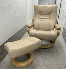 Himolla Leather Recline & Swivel Armchair & Footstool - See Details