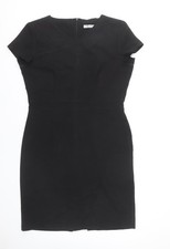 La Beeby Women Black Size 12 V-Neck Sheath Work Dress
