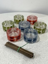 ORLA KIELY EMPTY Mini Diffuser Bottles X7 Green Blue & Red Height 5cms & Reeds