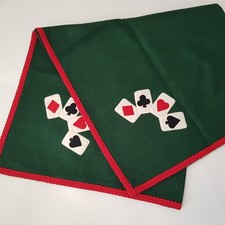 Vintage Poker Bridge table cloth playing cards casino green wool felt England