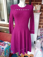 Issa London Long Sleeve Knit style Dress Fit & Flare Dark Pink Size Medium 