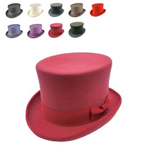 100% Wool Classic Dress Top Hat for Men & Women – Vintage Victorian Steampunk