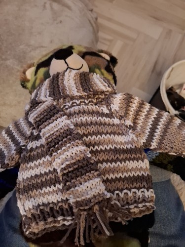 Hand knitted teddy bear jumper - hand,