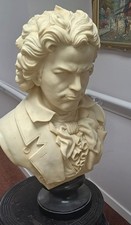 Large Antique 19th Century Parian Porcelain Bust Of Beethoven Sculpture