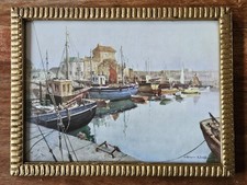 Mevagissey Harbour by Vernon Ward. Vintage Framed print 