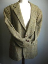 HARRIS TWEED JACKET 42 REG green mens 100% pure new wool hebrides england
