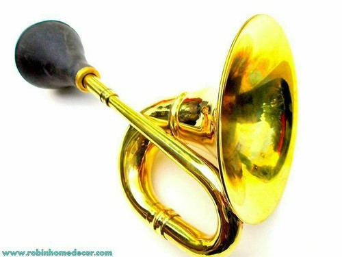 Large brass bulb horn - large,