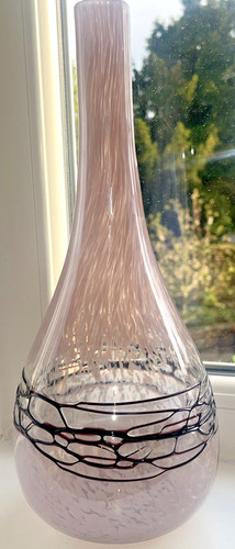 Pink art glass vase - pink,