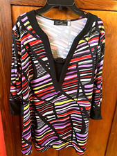 Woman'sTravel Elegance StripedColorful Tunic Style 3/4 L.Sleeves,Sz.L