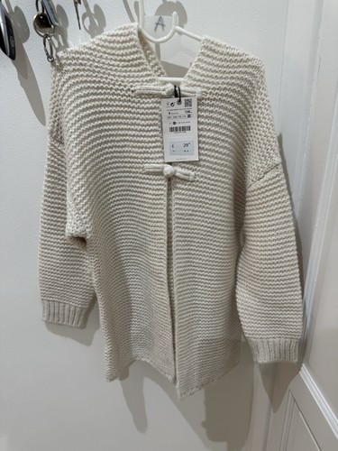 Zara girls cream hooded knit - hooded,