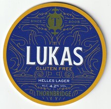 UNUSED KEG FRONT CLIP - THORNBRIDGE BREWERY - LUKAS HELLES LAGER