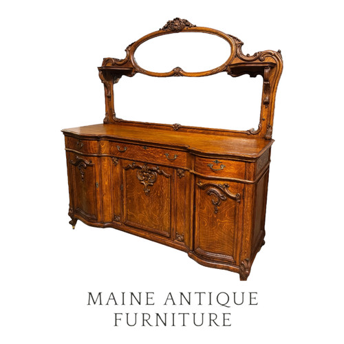 Antique oak sideboard carved - antique,