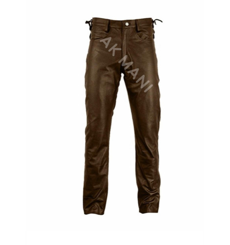 Men leather trouser pants - men's,