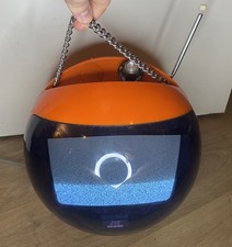 Vintage 1970's JVC Videosphere Television TV- Orange Space Helmet Design Working