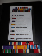 US ARMY/NAVY  MEDAL RIBBON RACK x 8 RIBBONS.( FOR WW2 RE-ENACTMENTS).
