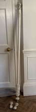 Vintage wooden curtain pole, distressed white paint, 180cm, including finials