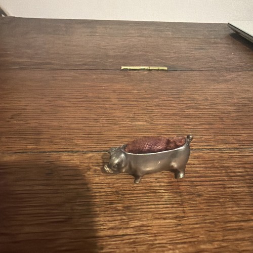 Vintage white metal pig - metal,