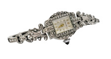 Rare Art Deco Ladies Manual Marcasite Cocktail Watch By Premex, c1940's