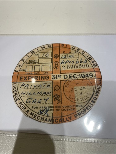 1949 tax disc - 1949,
