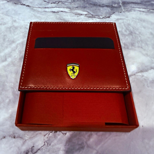 Ferrari red leather card - red,
