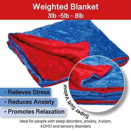 Weighted blanket blue red - weighted, blue/red