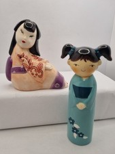 Pair Japanese Kokeshi Ceramic
