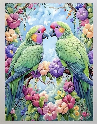 Gorgeous green parrot birds - 5d,