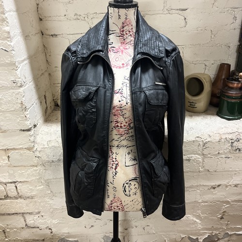 Superdry black leather brad - leather,