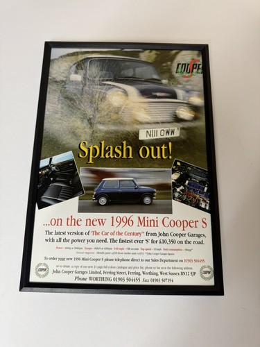New framed classic mini advert - new,