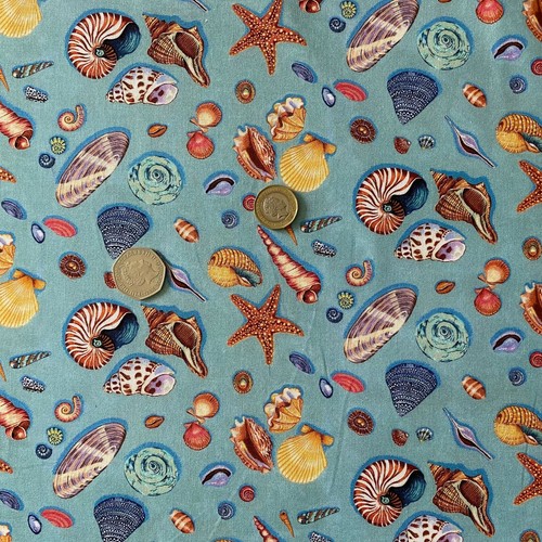 Fat quarter blue sea shells - blue,