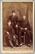 CDV FLAT COATED RETRIEVER DOG & DAPPER GENTLEMEN SPEIGHT RUGBY ANTIQUE PHOTO