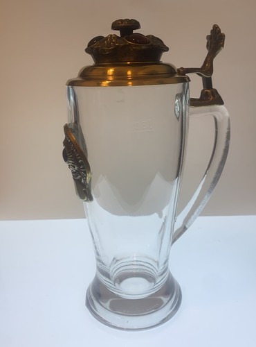 German glass beer stein with - glass,