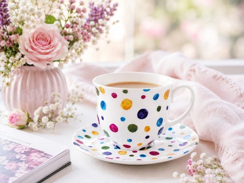 Polka dots painted effect cup - dots,