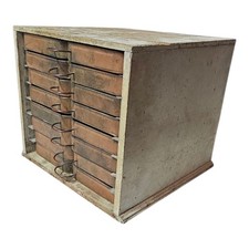 Unique Vintage Primitive Handmade Table Top Multi Drawer Storage Cabinet (C)