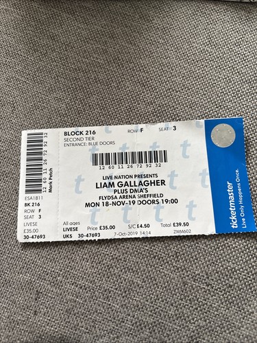 Liam gallagher ticket - liam,