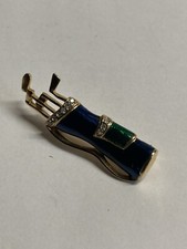 Krementz Women’s Gold Tone Blue Green Enamel Rhinestone Brooch 