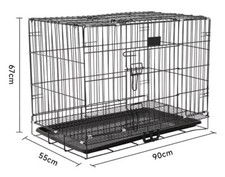 ⭐2 Door Dog/Cat/Pet Cage Puppy Metal Cage Crate Carrier Black Large XL 36inch
