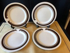 Kiln Craft Brown Scroll Rim Side Plates - 17 cm (Set of 4) - 1970s - VGC